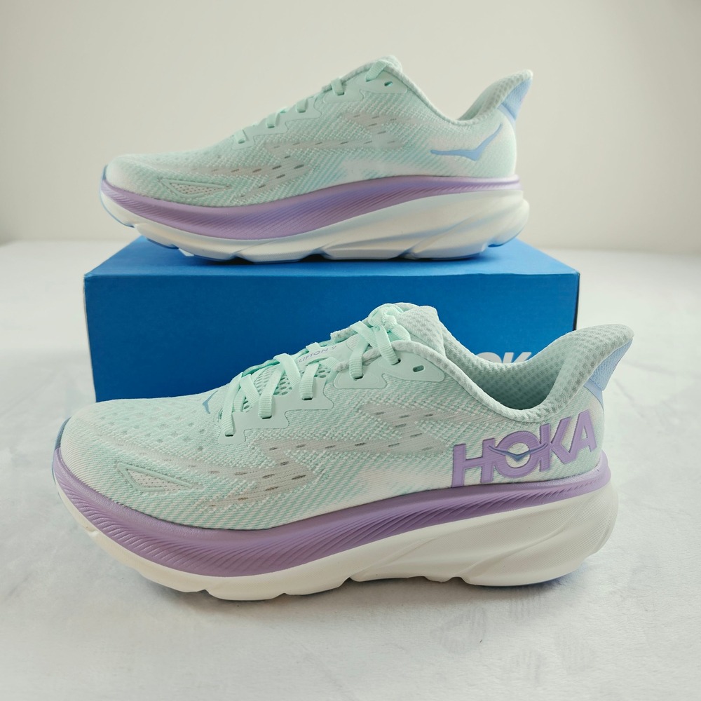 Hoka Clifton 9 Women Running Shoes Sea Glass Ocean Mist 1127896-SOLM Size 9B